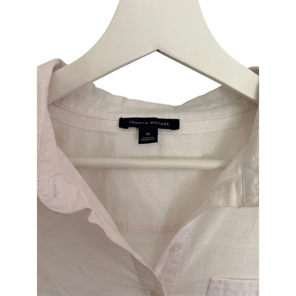 Tommy Hilfiger‎ Shirt Womens Medium White Half Button Front Long Sleeve - Picture 8 of 9